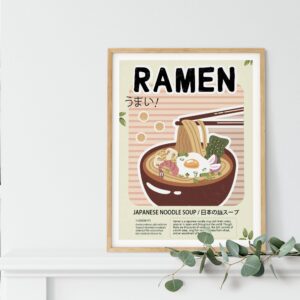 Ramen Poster Retro Food Print Kitchen Wall Decor Japanese