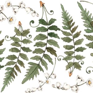 Forest Fern Wall Decals Lily of the Valley Flowers Green