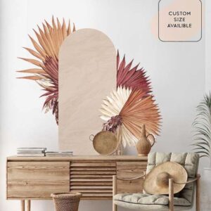 Natural Oval Wall Decal Palm Leaves Boho Modern Sticker