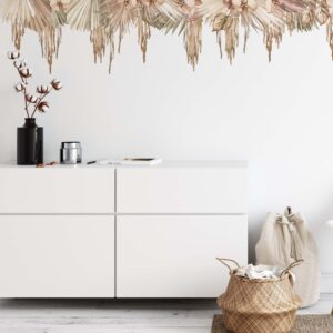 hanging plants boho brown greenery wall stickers vines palm leaves decals, lf396