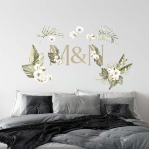 Greenery Wall Decals Custom Letters Palm Leaves Sticker