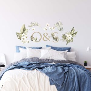 Greenery Wall Decals Custom Letters Palm Leaves Sticker
