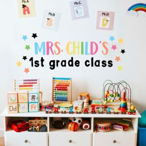 teacher name wall decal desk classroom stickers decor first grade, lf355