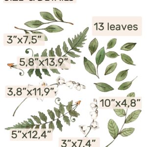 Forest Fern Wall Decals Lily of the Valley Flowers Green
