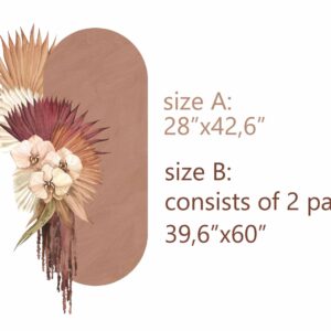 Oval Wall Decal Palm Leaves Orchid Flower Boho Modern