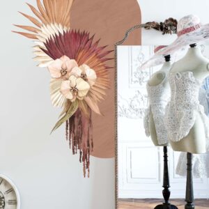 Oval Wall Decal Palm Leaves Orchid Flower Boho Modern