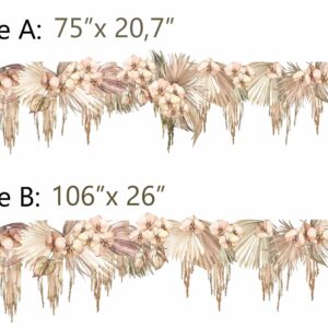 hanging plants boho brown greenery wall stickers vines palm leaves decals, lf396