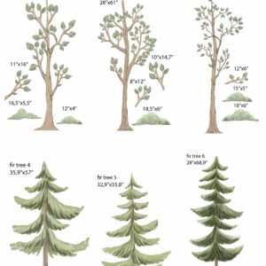 Pine Tree Leaf Forest Wall Decals Woodland Large Kids