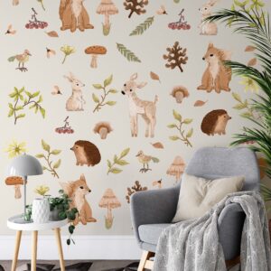Forest Animals Nursery Wall Decals Watercolor Woodland