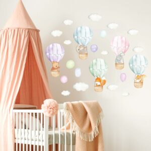 Forest Animals Hot Air Balloon Decals Woodland Clouds