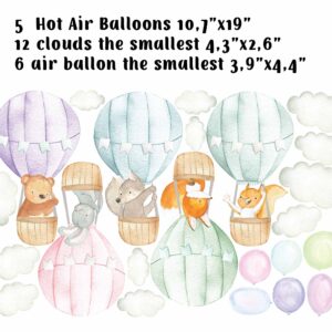 Forest Animals Hot Air Balloon Decals Woodland Clouds