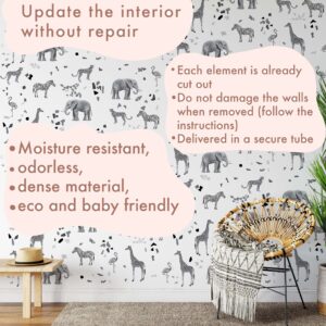 Safari Animals Decals Terrazzo Wall Stickers