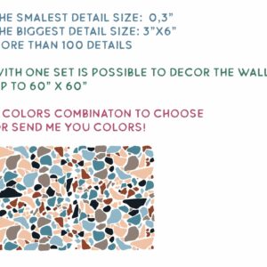 Terrazzo Wall Decals Stones Sticker Multi colored Kids