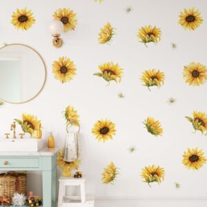 Sunflower Daisy Wall Decals Yellow Flowers Nursery Room