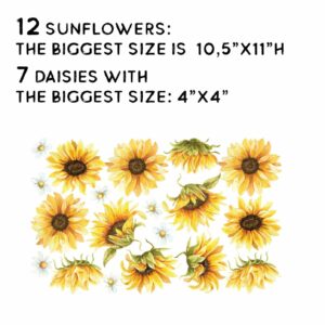 Sunflower Daisy Wall Decals Yellow Flowers Nursery Room