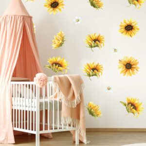 Sunflower Daisy Wall Decals Yellow Flowers Nursery Room
