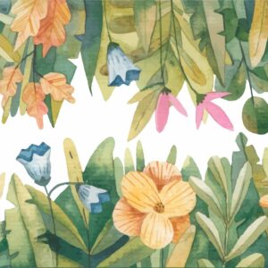 Flowers Border Nursery Bright Colorful Wall Decals