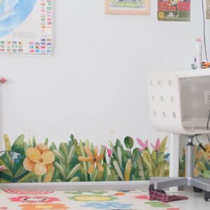 Flowers Border Nursery Bright Colorful Wall Decals
