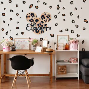 Custom Name Leopard Spots Mickey Head Wall Decal Nursery
