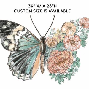 Flower Butterfly Watercolor Wall Decal Sticker for