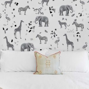 Safari Animals Decals Terrazzo Wall Stickers