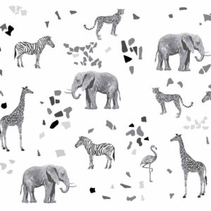 Safari Animals Decals Terrazzo Wall Stickers