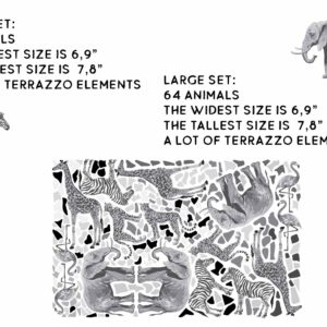 Safari Animals Decals Terrazzo Wall Stickers