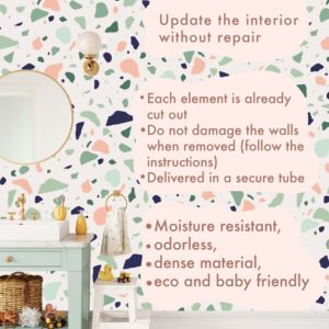 Terrazzo Wall Decals Stones Sticker Multi colored Kids
