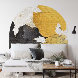 Arch Wall Decal Peony Flowers Gold Colour Block Stickers