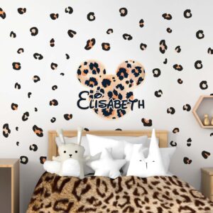 Custom Name Leopard Spots Mickey Head Wall Decal Nursery