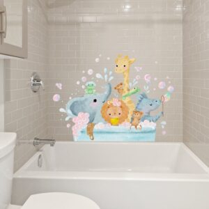 Safari Animals Bathroom Wall Decals Elephant Lion Giraffe