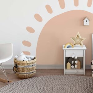 big sun wall decal nursery kid room sticker large headboard color block, lf454