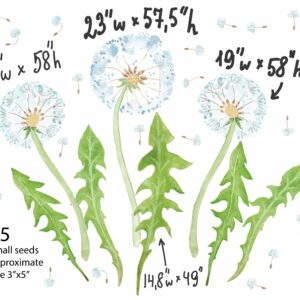 Dandelions Large Green Leaves Flying Seeds Nursery Wall