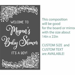 Custom Baby Shower Welcome Sign Vinyl Stickers Flowers