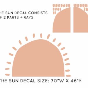 big sun wall decal nursery kid room sticker large headboard color block, lf454