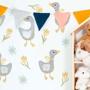 Goose Wall Decal Small Girl Boy Neutral Nursery Flowers