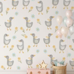 Goose Wall Decal Small Girl Boy Neutral Nursery Flowers
