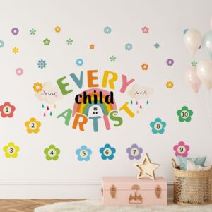 Every Child is an Artist Wall Stickers Flowers Rainbow