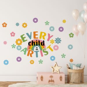 Every Child is an Artist Wall Stickers Flowers Rainbow