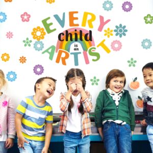 Every Child is an Artist Wall Stickers Flowers Rainbow