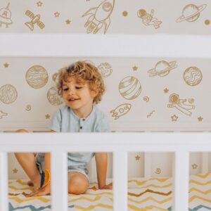 outer space wall decals solar system stickers boys girls play room nursery kids space ship astronaut rocket planet stars sun, lf477