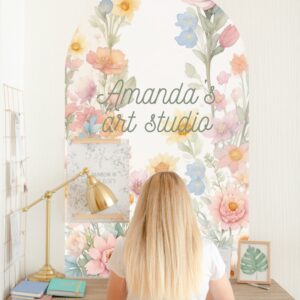 Floral Arch Wall Custom Name Decals Arrangement Wedding