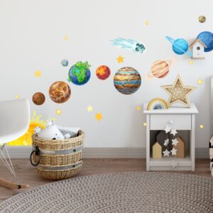 solar system sun planets wall decals space stickers for kids room decor classroom stars comet lf479