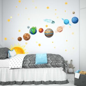 solar system sun planets wall decals space stickers for kids room decor classroom stars comet lf479