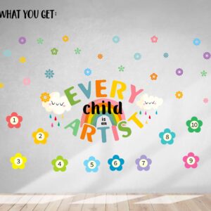 Every Child is an Artist Wall Stickers Flowers Rainbow