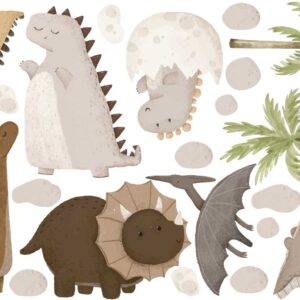 Dinosaur Wall Decals: Beige Boho Nursery Decor