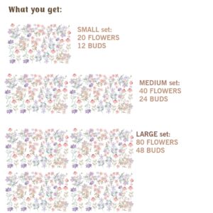 Watercolor Flower Pink Violet Greenery Wall Decals Nature