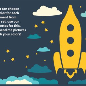 Rocket Wall Decal Space Ship Large Sticker Boy Girl