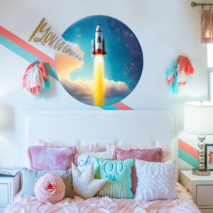 Rocket Wall Decals Clouds Sky Sticker Space Ship Decal