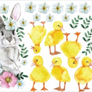 Bunny Flowers Wall Decal Ducklings Sticker Rabbit